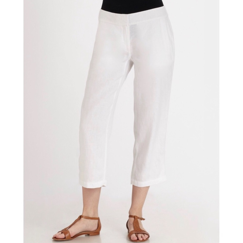 Eileen Fisher Cropped Linen Pants in White PS